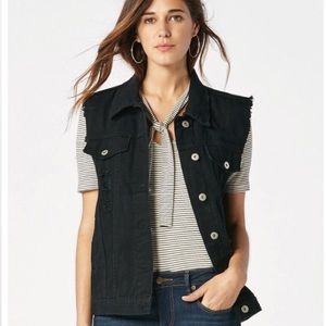 Black Distressed Denim Vest
